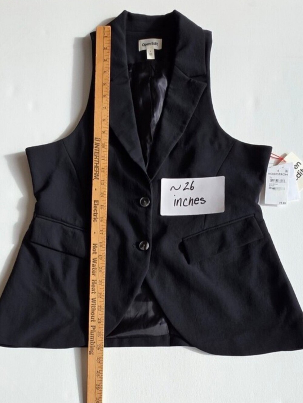 Open Edit Size L NWT! Women's Black Tailored Sleeveless Blazer Vest - Picture 6 of 9